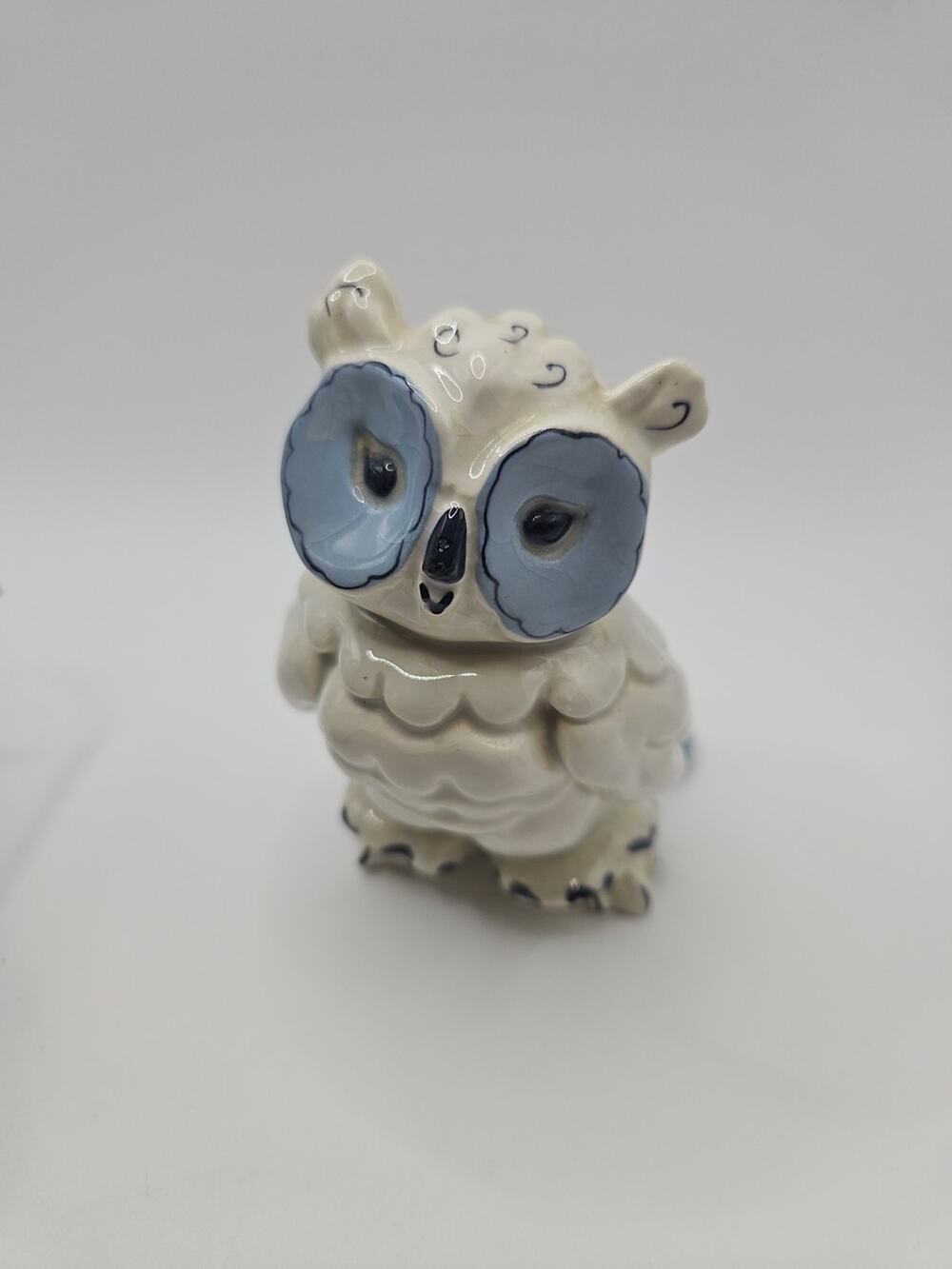 4" Kay Finch Owl Ceramic Figurine California Pottery Blue Vintage California
